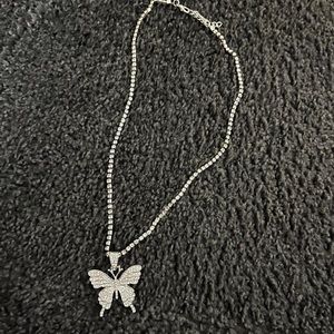 rhinestone butterfly necklace
